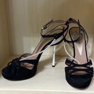 Emporio Armani Black Heels with Pearl Accents